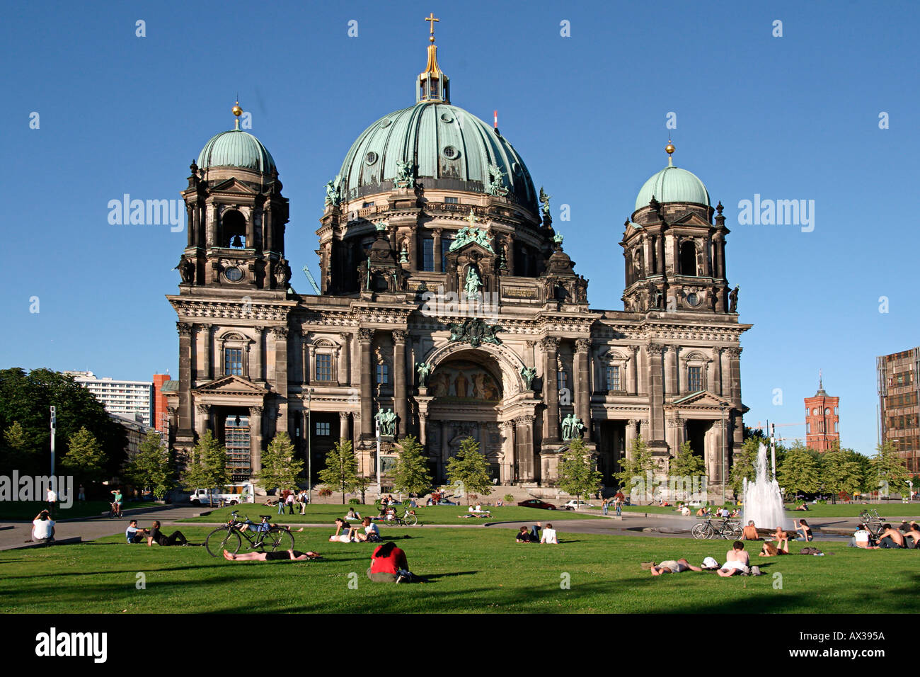 berlin dome church park with fountain in summer  Stock Photo