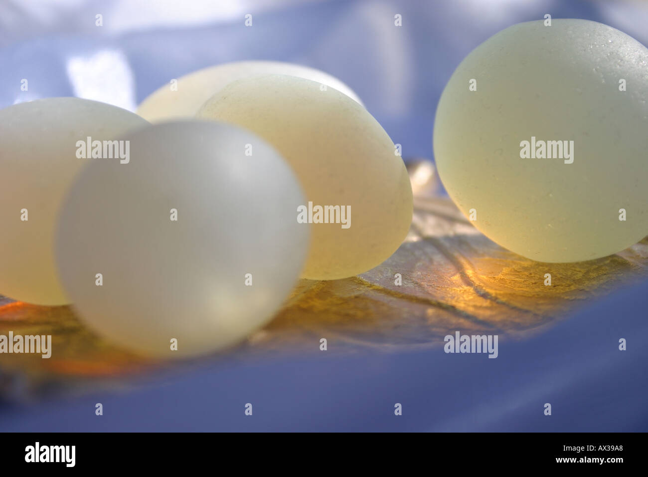Eggs on Gold Leaf Platter Stock Photo