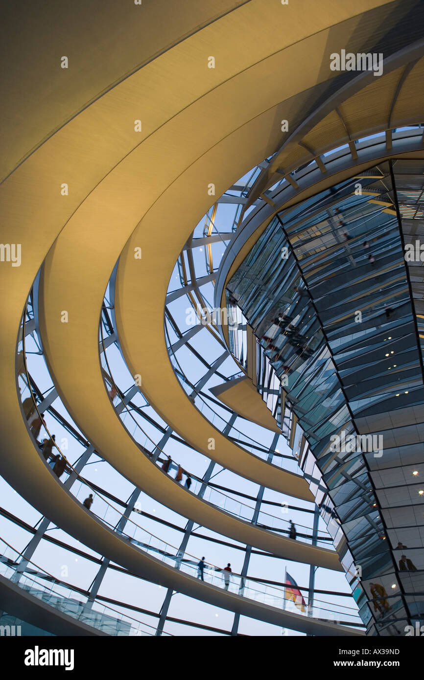 Glass dome of the Reichstag, seat of Bundestag or German Parliament by