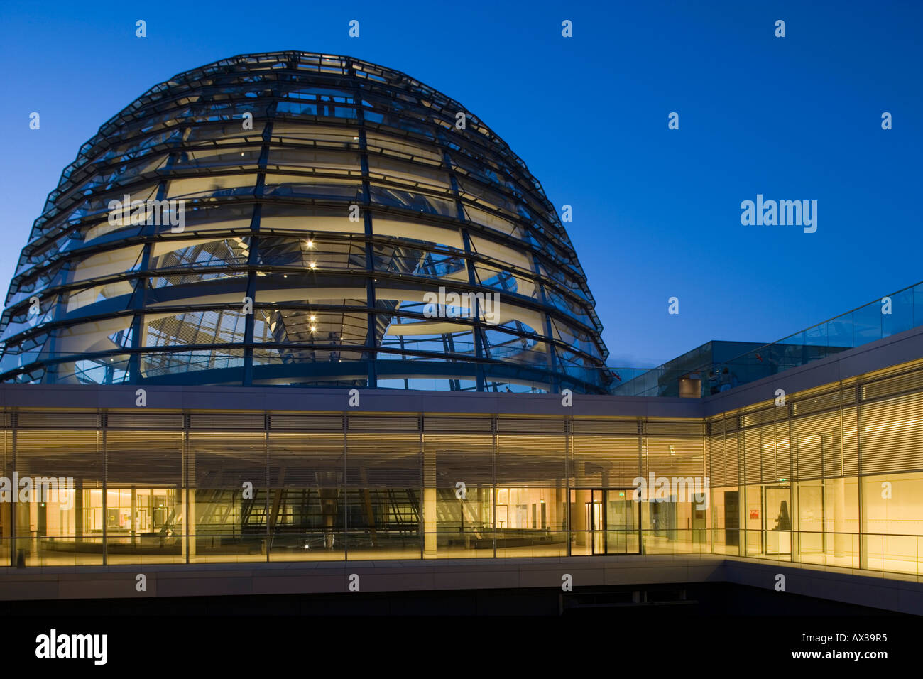 Glass dome of the Reichstag , seat of Bundestag or German Parliament