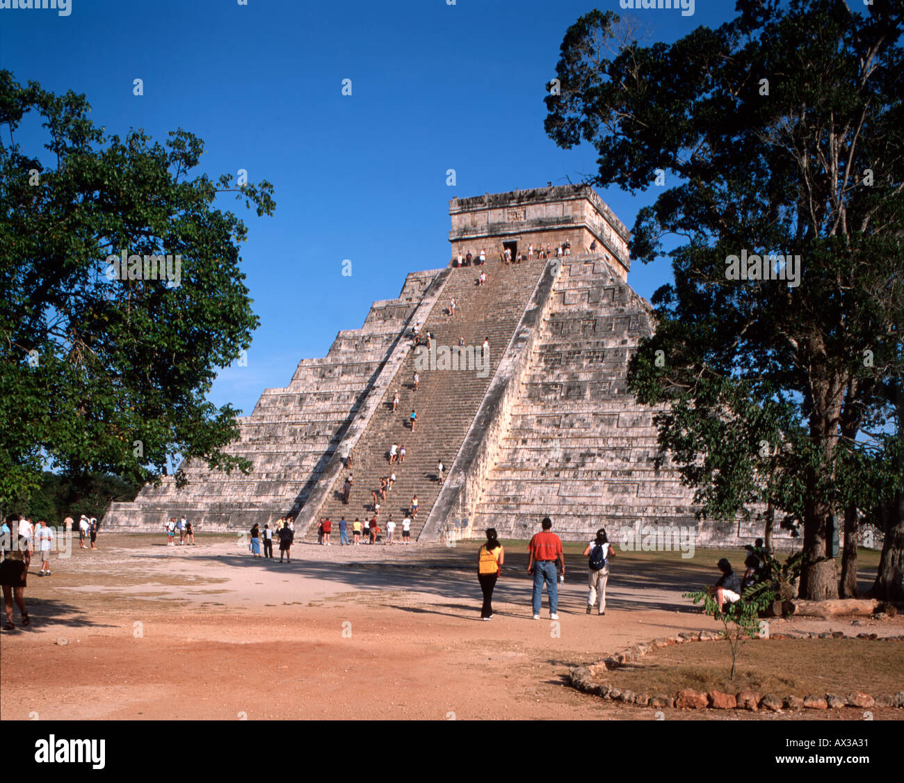 Mexico Chichen Itza Maya Ruins Yucatan Pyramid Stock Photo