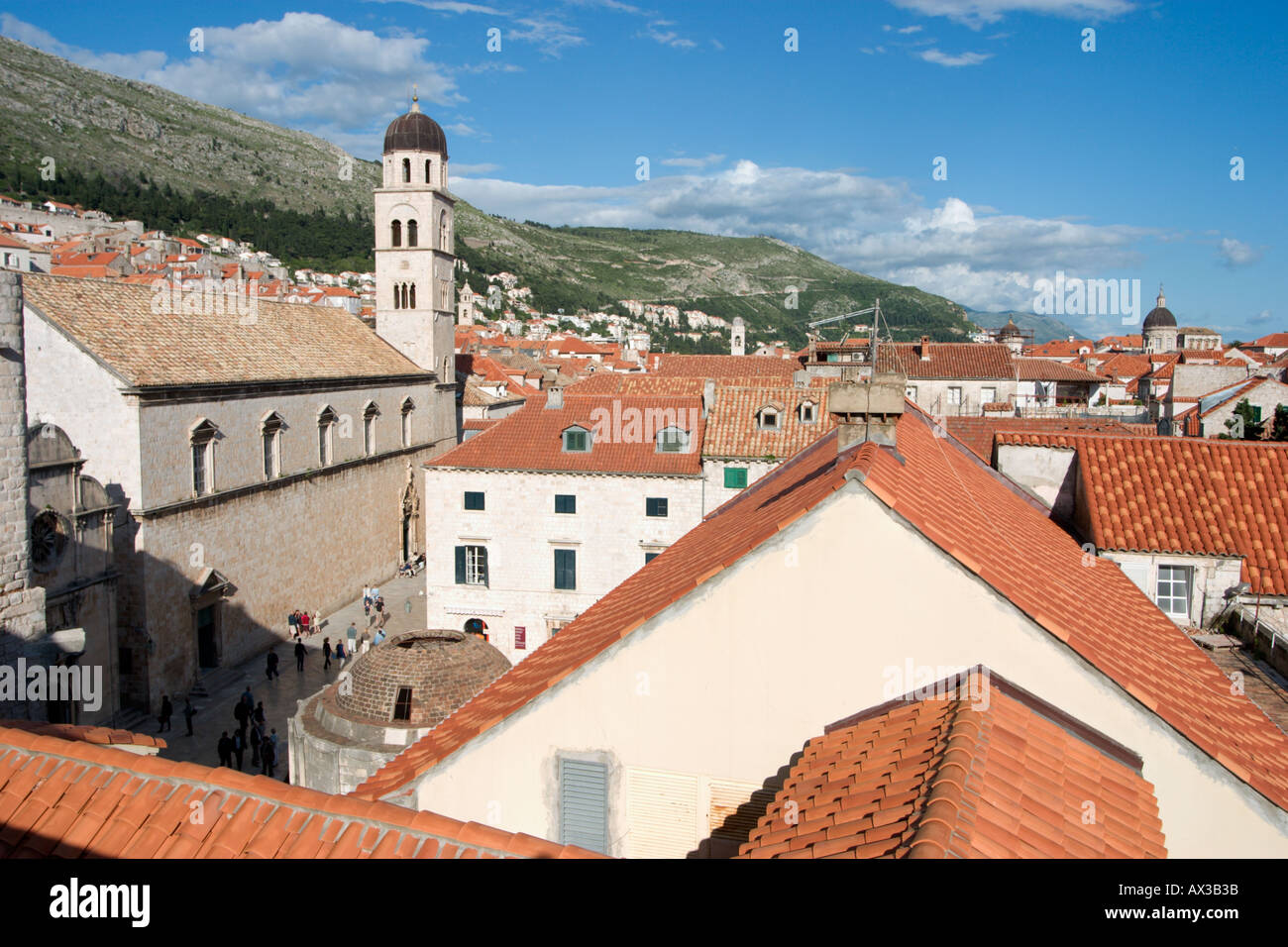 View of the old town from the City Walls, Dubrovnik, Dalmatian Coast, Croatia Stock Photo