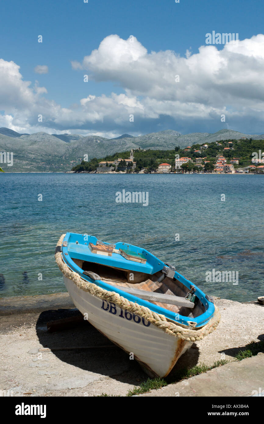 Seafront, Lopud, Elaphite Islands (Elaphites), Dubrovnik Riviera, Dalmatian Coast, Croatia Stock Photo