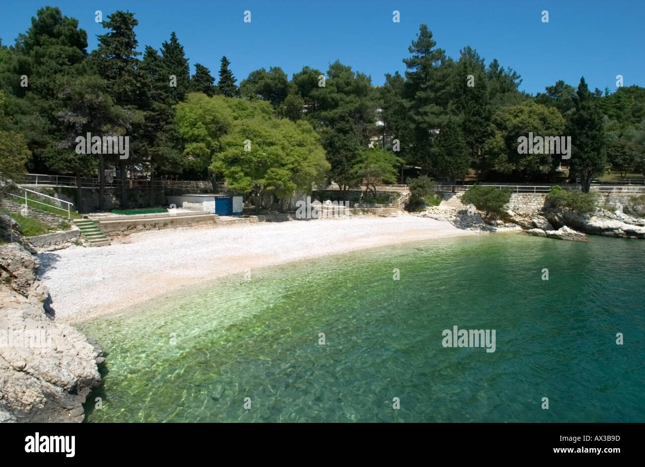 Beach in the Hotel District, Rabac, Istria, Croatia Stock Photo