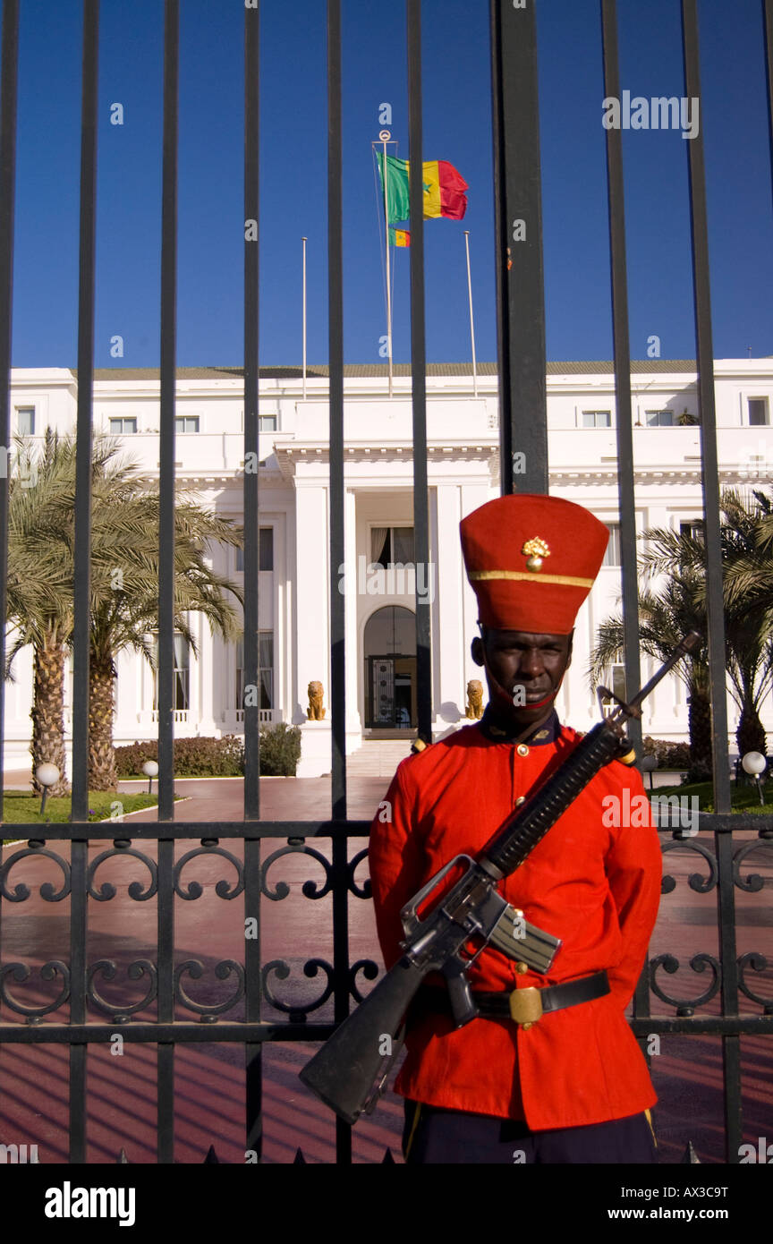 Travel, Senegal, Dakar, Local man, Presidential Palace guard, Stock Photo