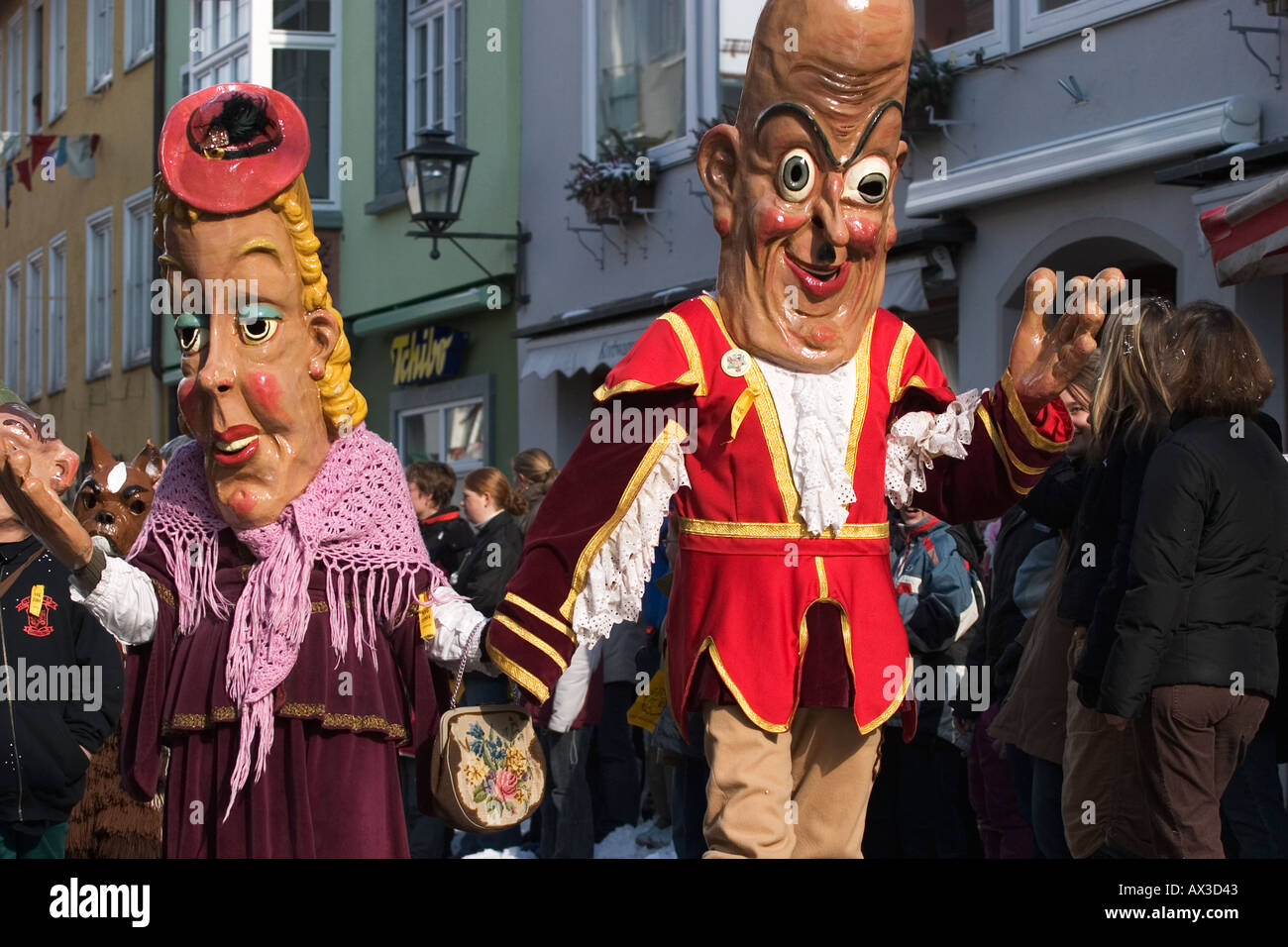 carnival parade in Isny im Allgäu Narrenvereinigung Gebrazhofen Gebrazhofer Dickköpf Germany Stock Photo