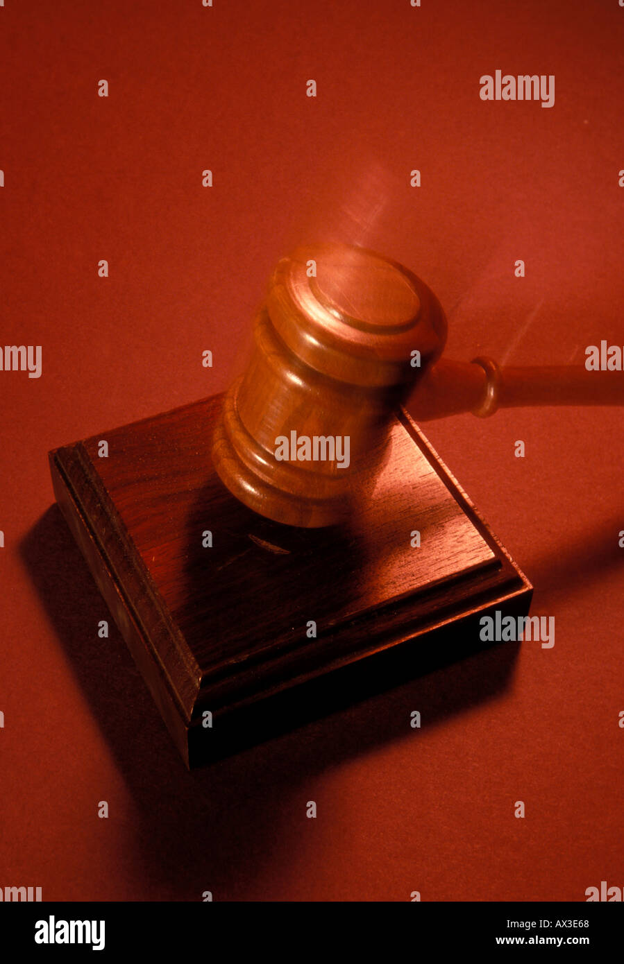 Before and after 025a Gavel Judge hammer hitting QHTK1041 Stock Photo