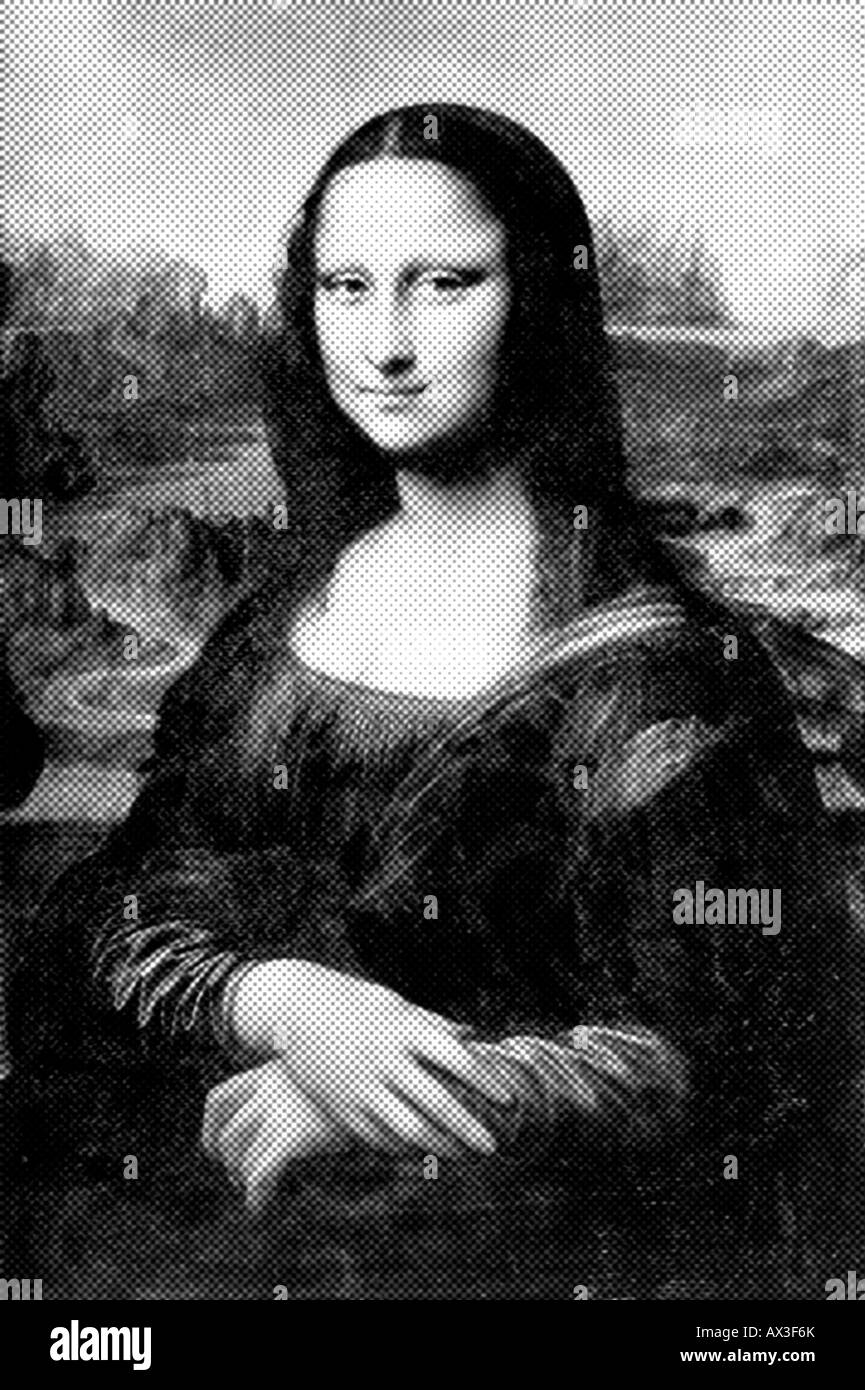 Portrait of Lisa del Giocondo (Mona Lisa) 1503-1506 by Leonardo da Vinci 1452-1519 digitally altered Stock Photo