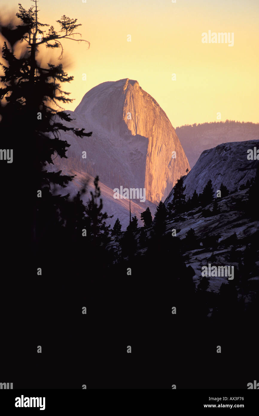 Half Dome from Olmsted Point at sunset Yosemite National Park Stock Photo