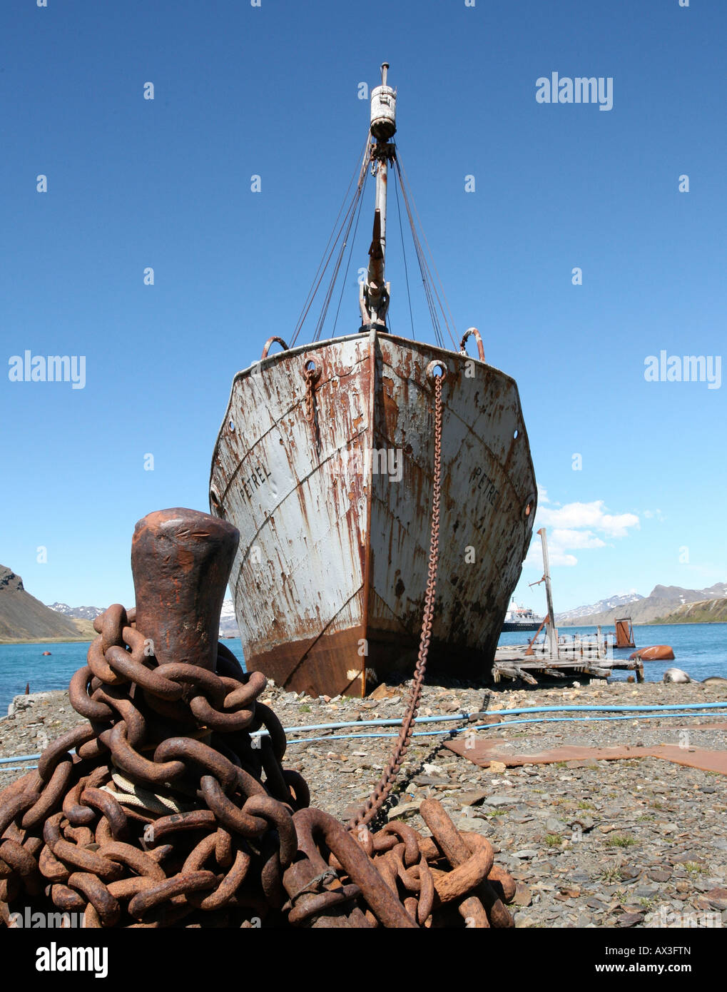 old whaling ship on the island of South Georgia, near Antarctica Stock ...