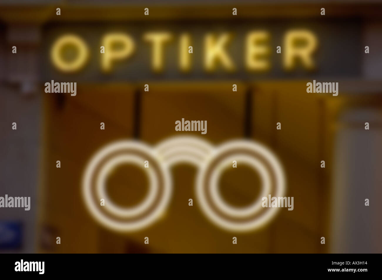 'optiker' (optician) neon letters. (c) by uli nusko, ch-3012 bern Stock Photo