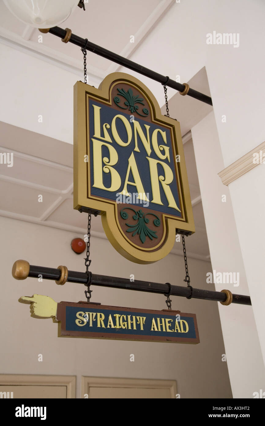 Long Bar Sign Raffles Hotel, Singapore Stock Photo