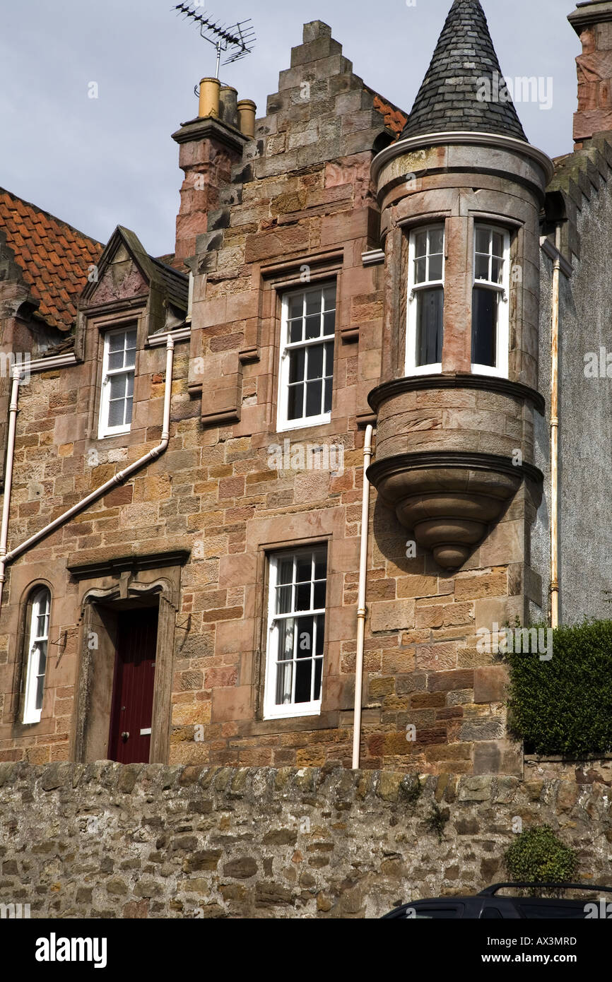 Old house in Crail Fife Scotland UK showing spire and turret August