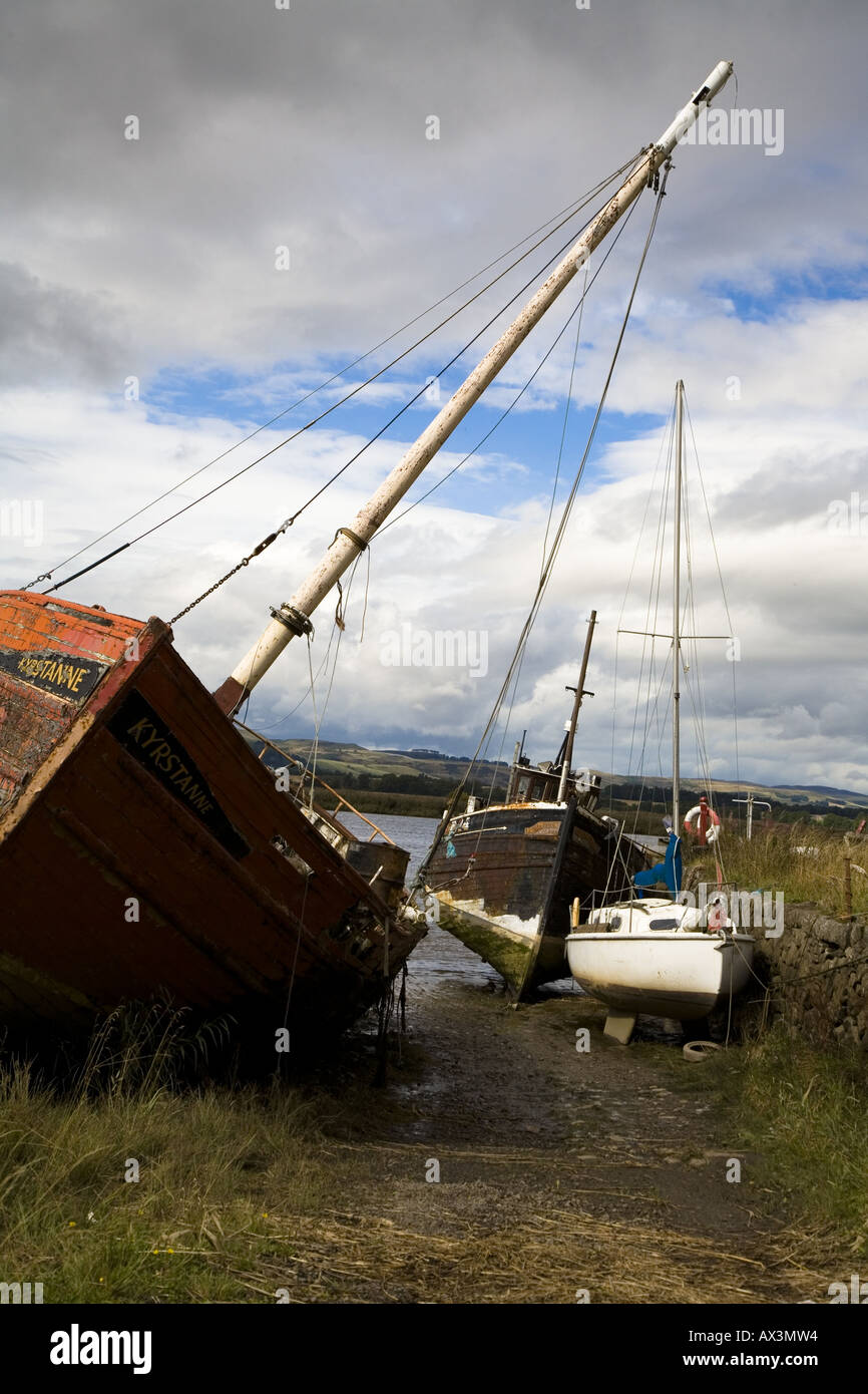 Derelict old wooden fishing boats August 2006 Stock Photo