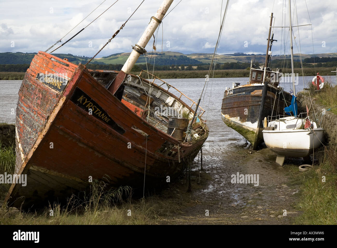 Derelict old wooden fishing boats August 2006 Stock Photo