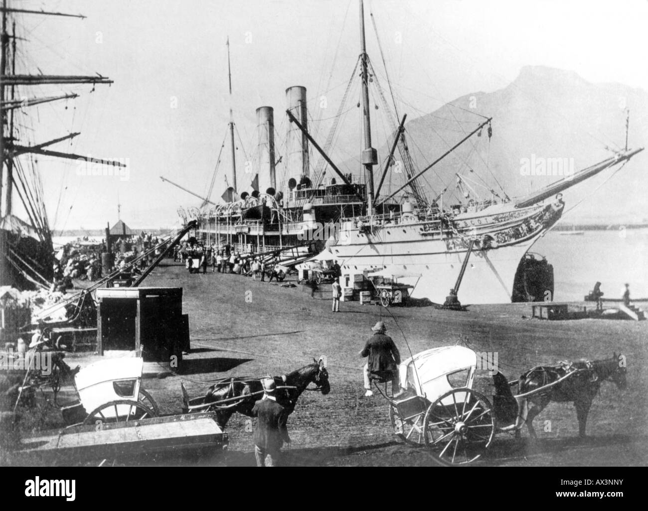 Passenger ship RMS Scot in Cape Town c. 1900 Stock Photo