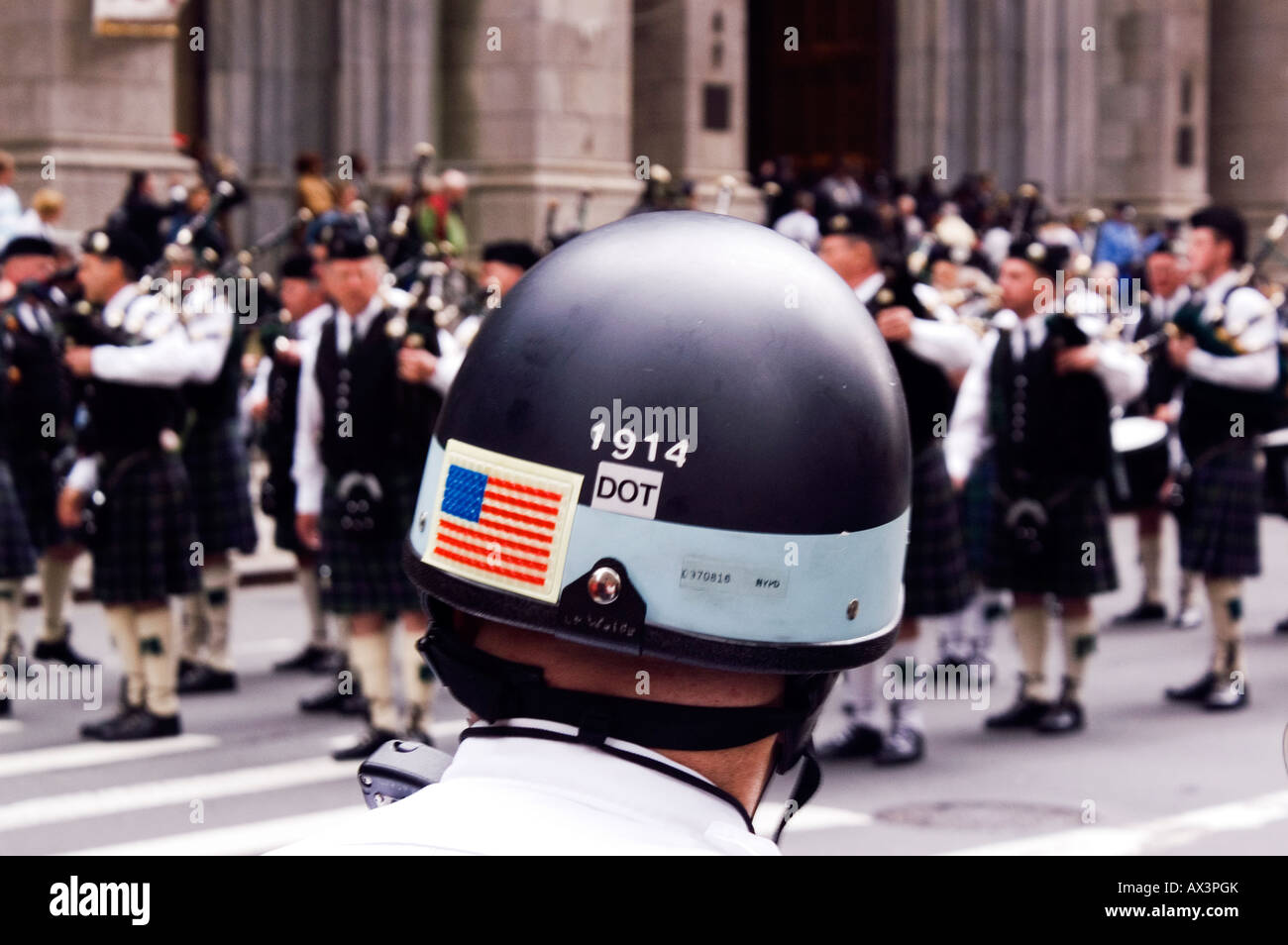 New York City Parade with Police Officer's helmet Stock Photo - Alamy