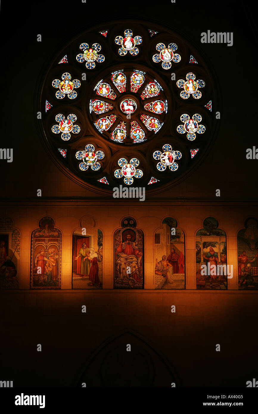 Rose Window, Christchurch Cathedral, Christchurch, New Zealand Stock Photo