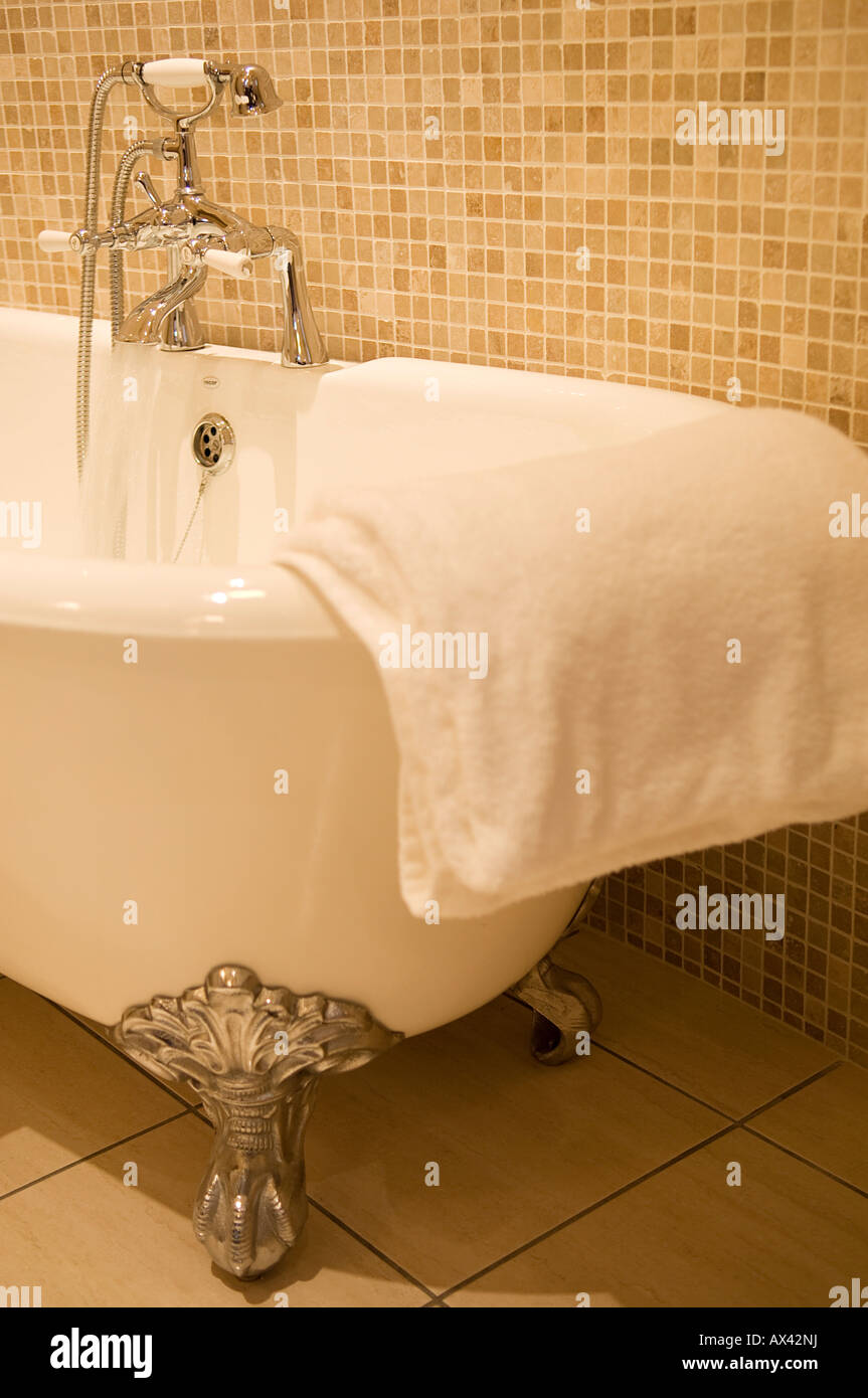 UK, Northern Ireland, Fermanagh, Enniskillen. Detail of rolltop bath