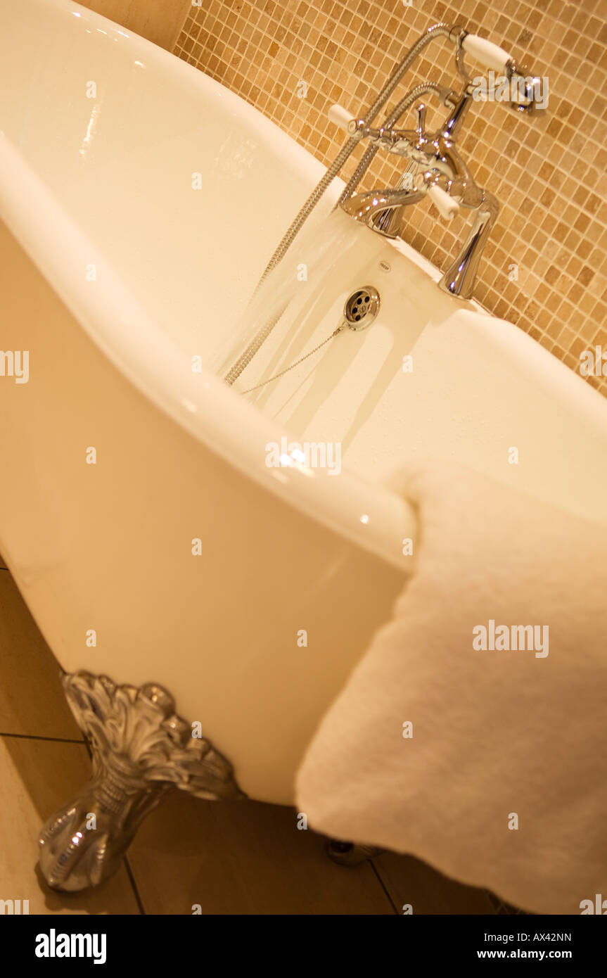 UK, Northern Ireland, Fermanagh, Enniskillen. Detail of rolltop bath