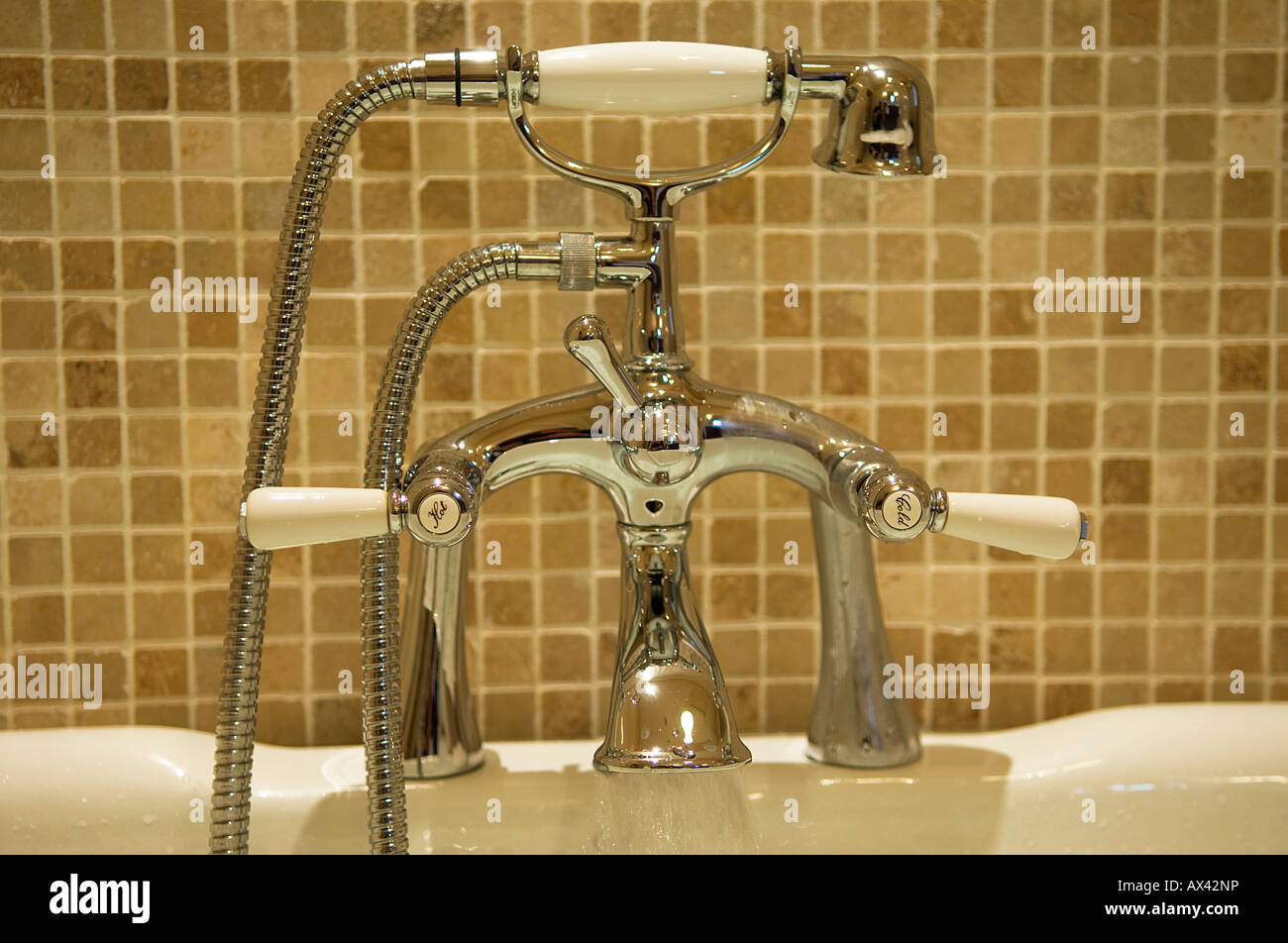 UK, Northern Ireland, Fermanagh, Enniskillen. Detail of rolltop bath