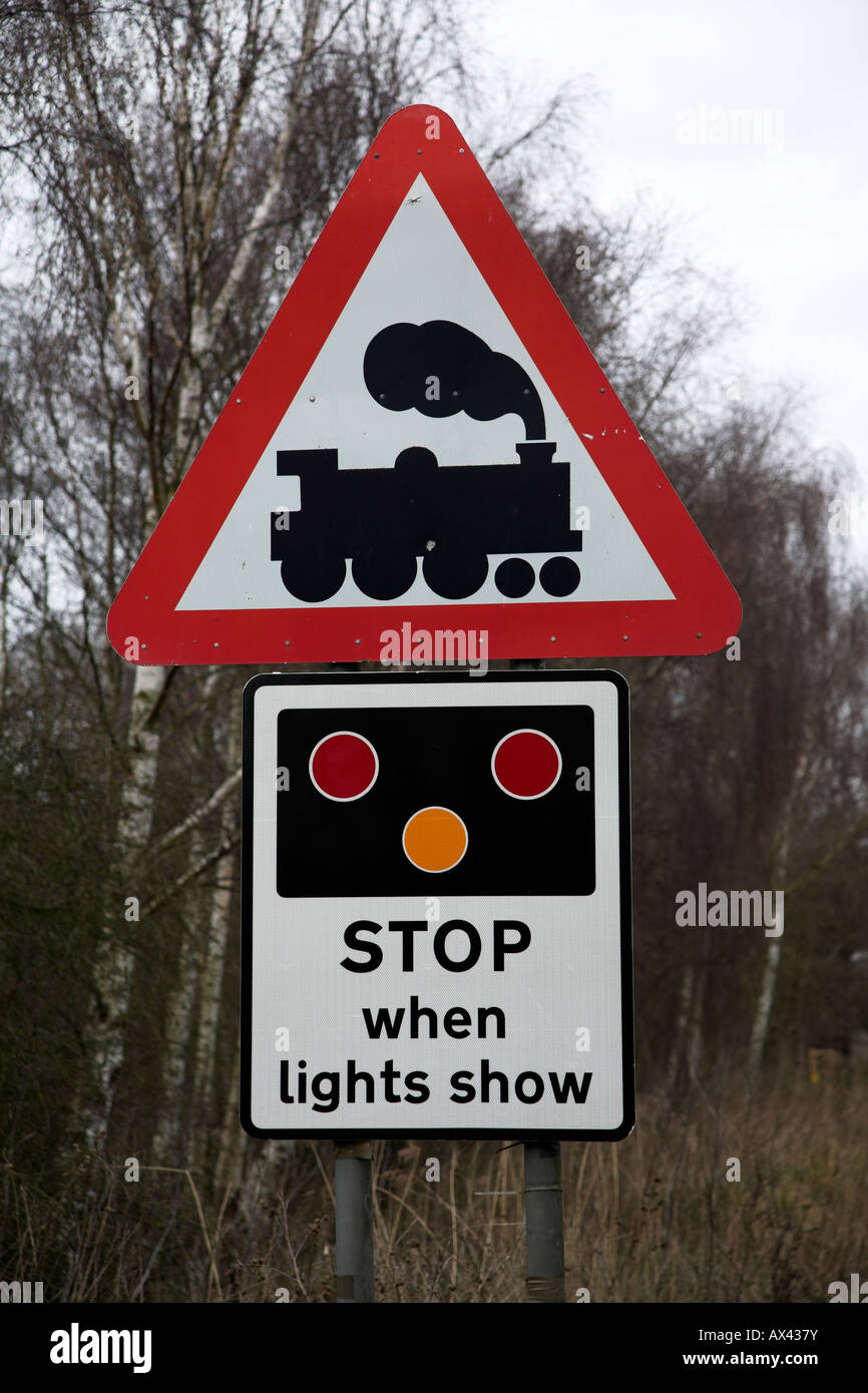 Railway Level Crossing Warning Red Triangular Road Sign Stock Photo Alamy Railway Level Crossing Warning Red Triangular Road Sign Stock Photo Alamy