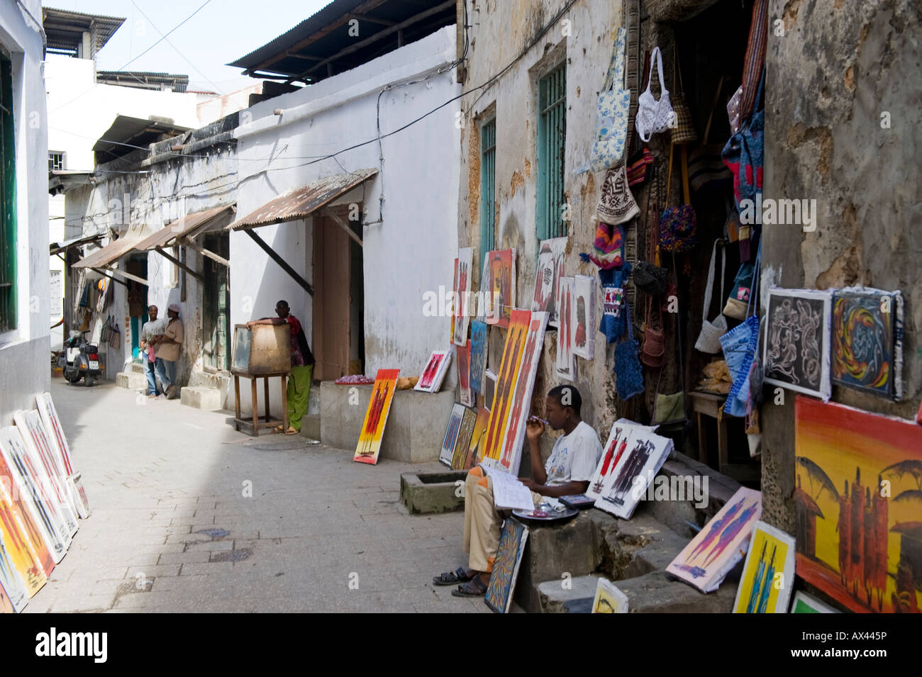 Zanzibar Stone Town foreshortening of the old cyty center Stock Photo