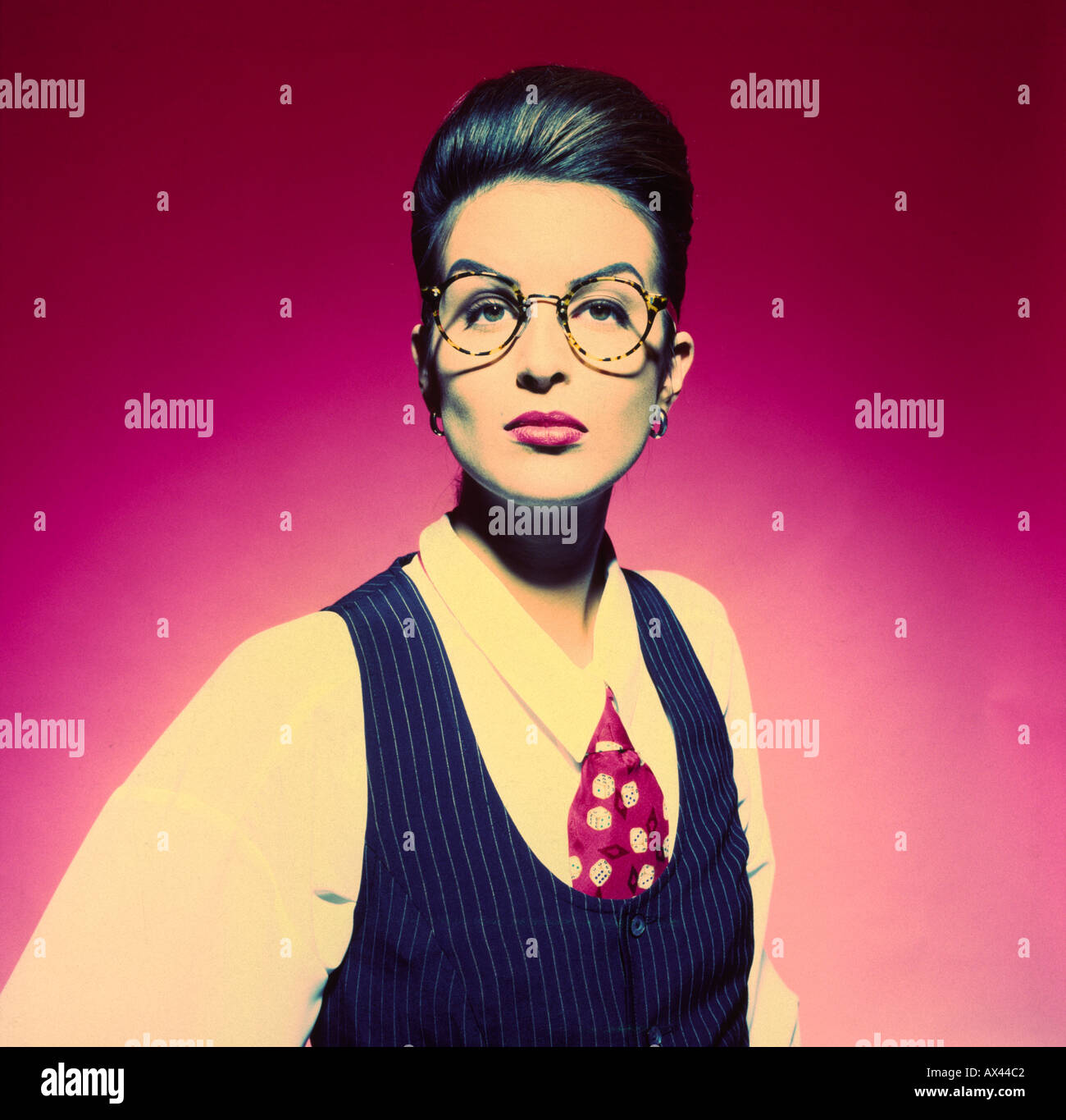 Eighties businesswoman wearing glasses Stock Photo