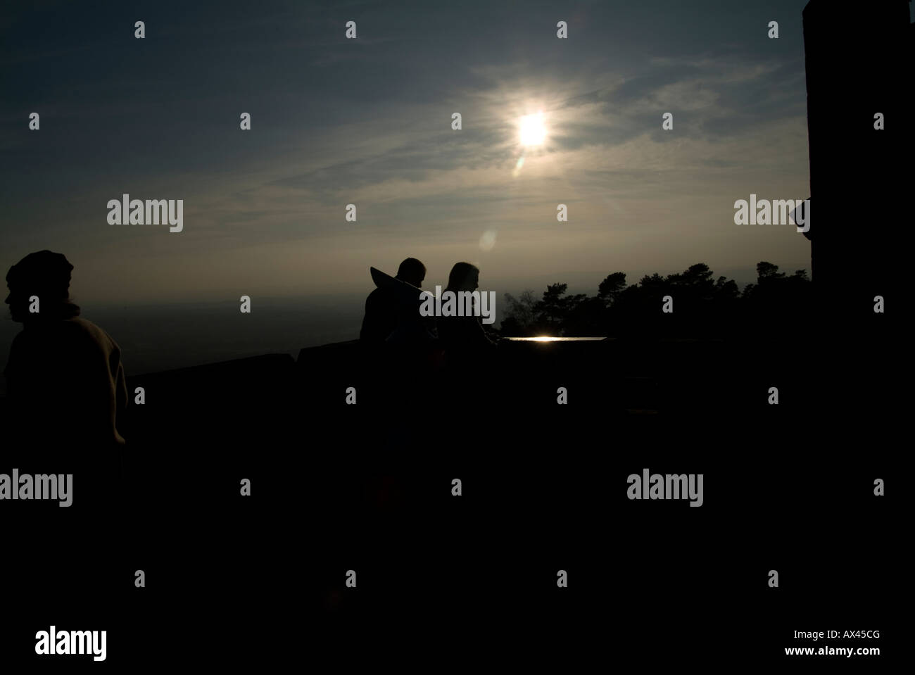silhouette from the view point on top of Leith Hill tower Stock Photo