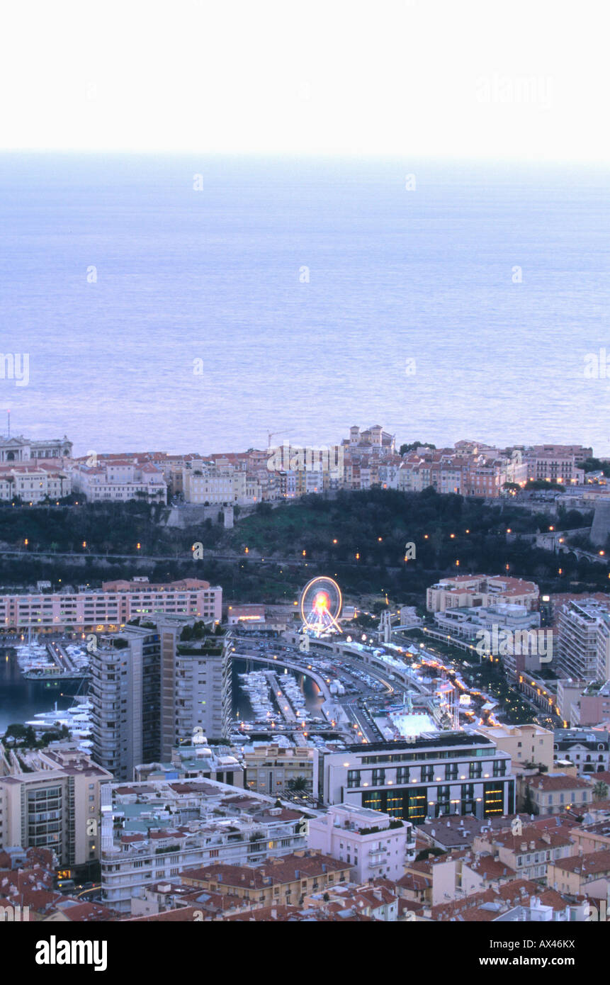 Top view to Monaco city during Christmas time Stock Photo