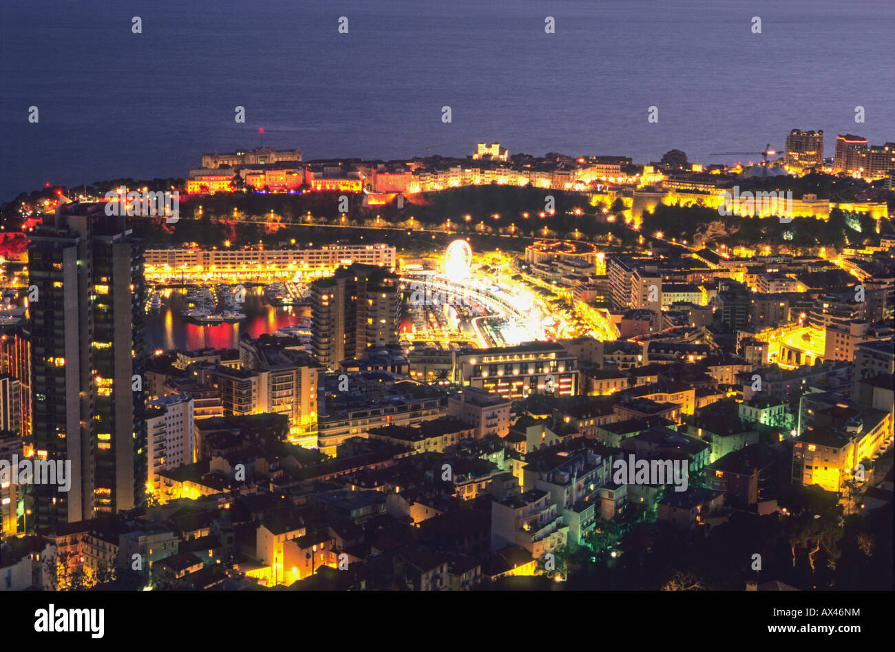 Top view to Monaco city during Christmas time Stock Photo
