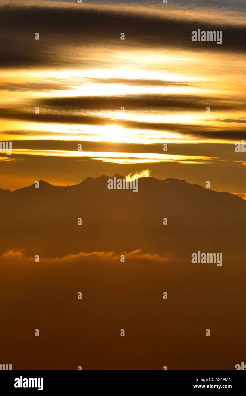 Alpine mountain sunset Villars Switzerland Europe Stock Photo