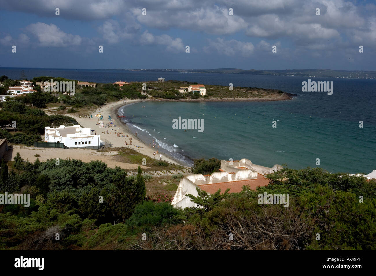view over the beach of Calasetta Stock Photo