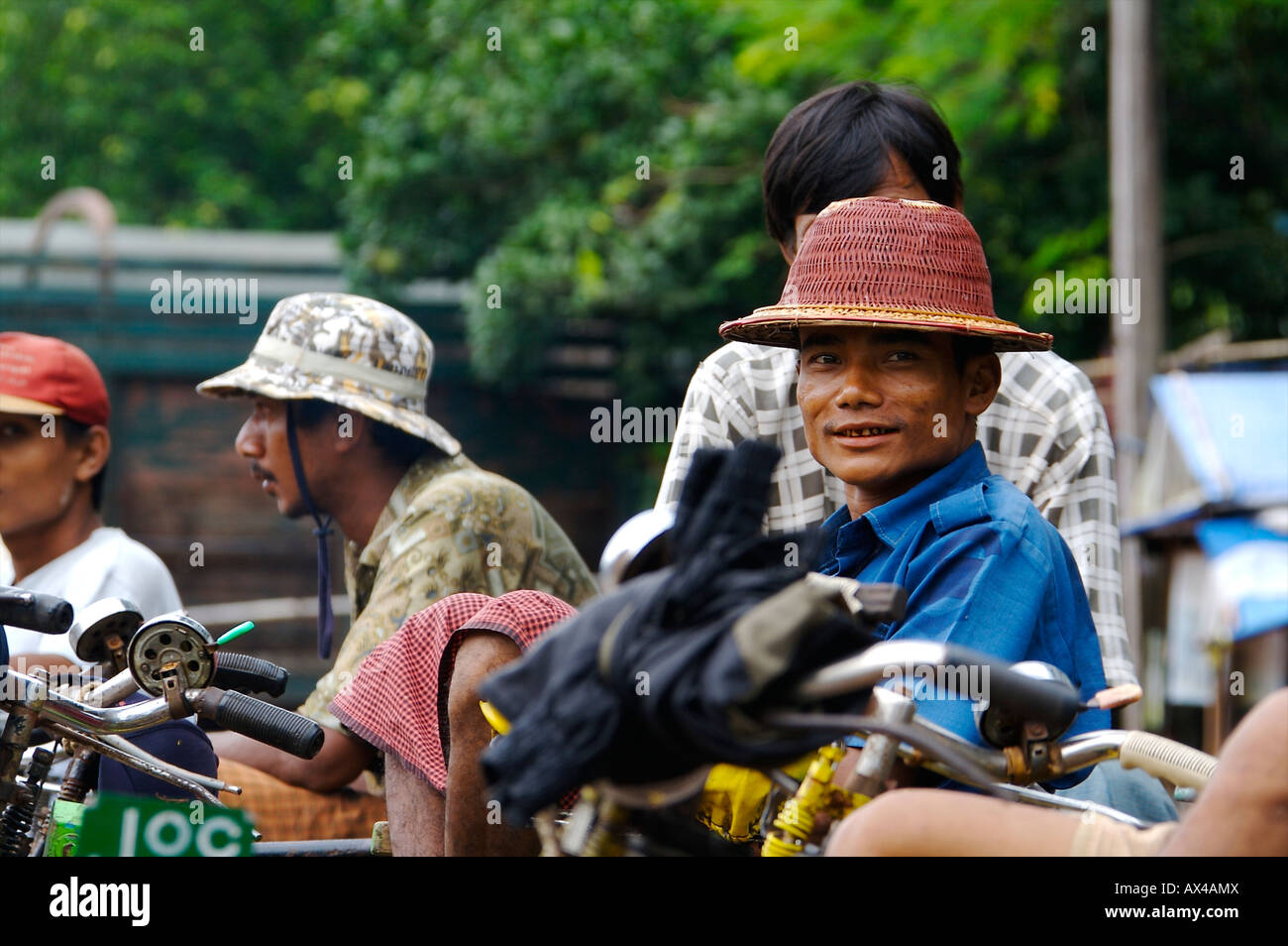 Tricycles driver outside Bago Stock Photo Alamy