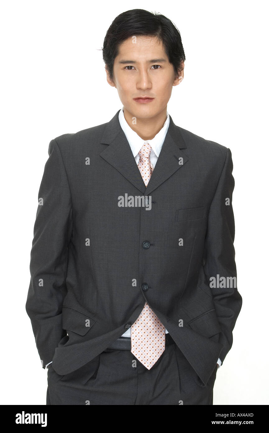 A smart asian businessman in grey suit 