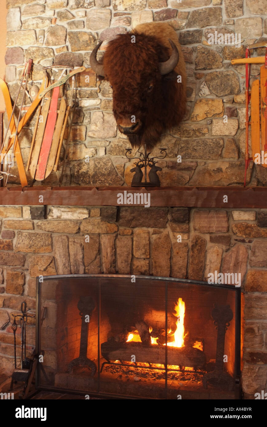 CANADA Alberta Banff Banff National Park Lake Louise Deer Lodge interior lounge sitting area Stock Photo