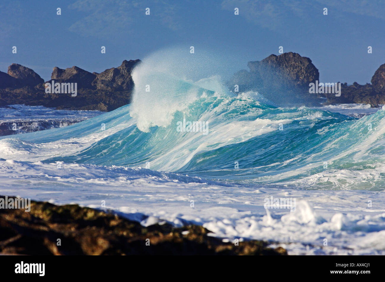 Waves, North Shore, Oahu, Hawaii Stock Photo