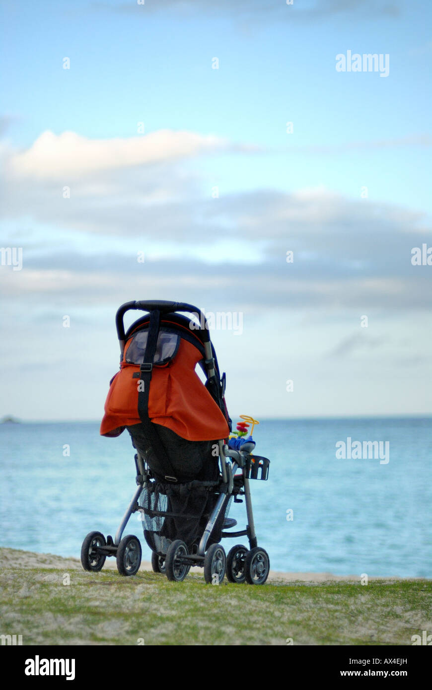 Baby Stroller at the beach Stock Photo Alamy