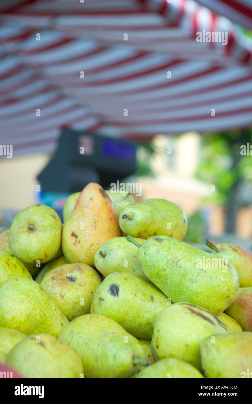 pears at a market in Italy Stock Photo