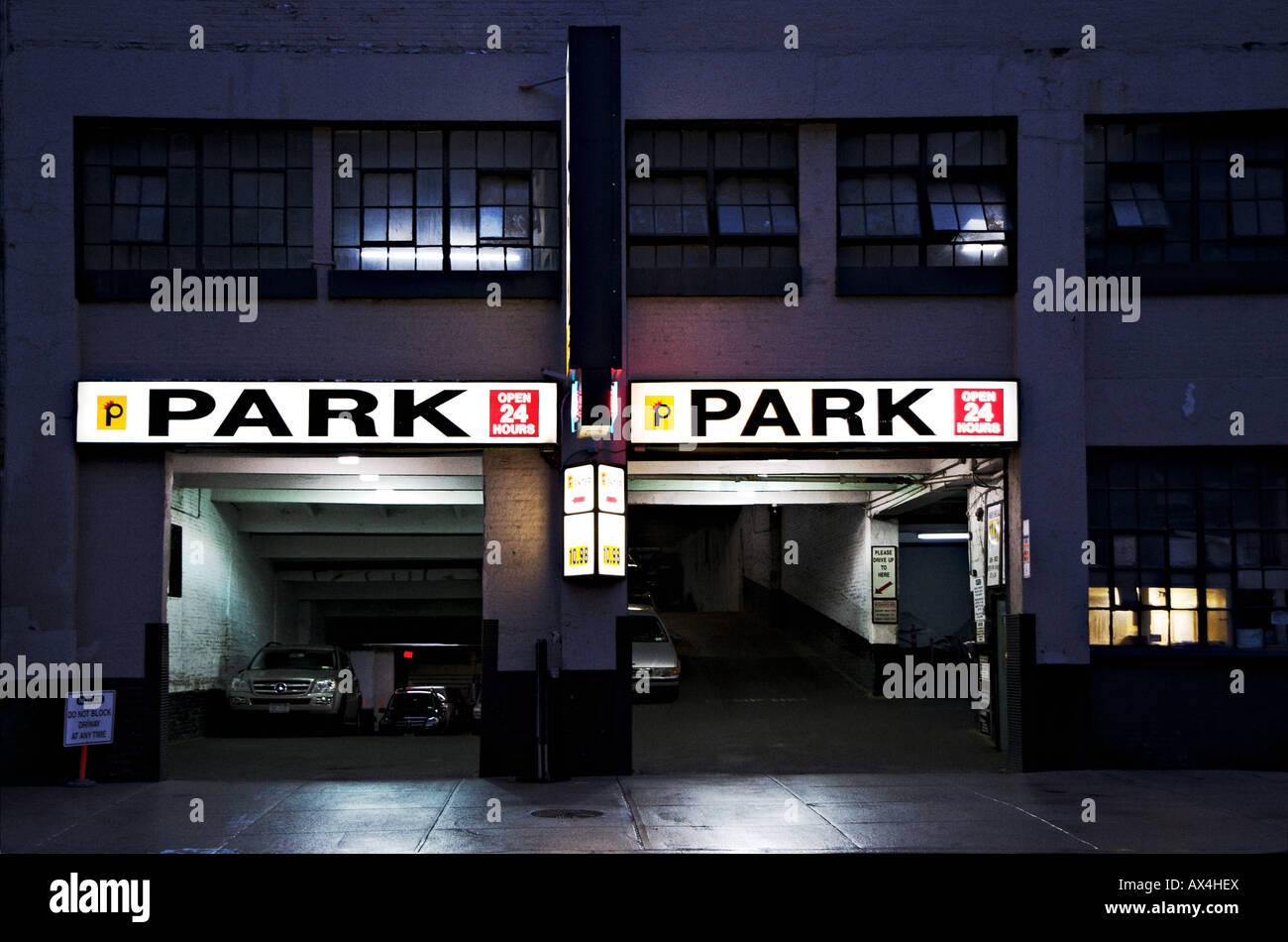 Parking Garage At Night Nyc Stock Photo 16727041 Alamy