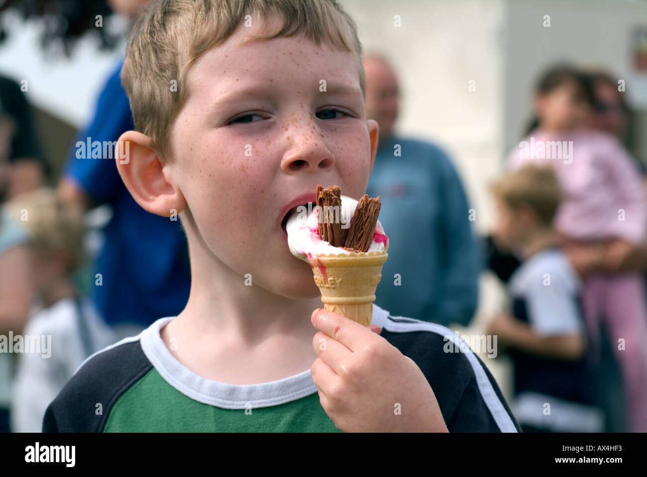 boy eating ice-cream Stock Photo