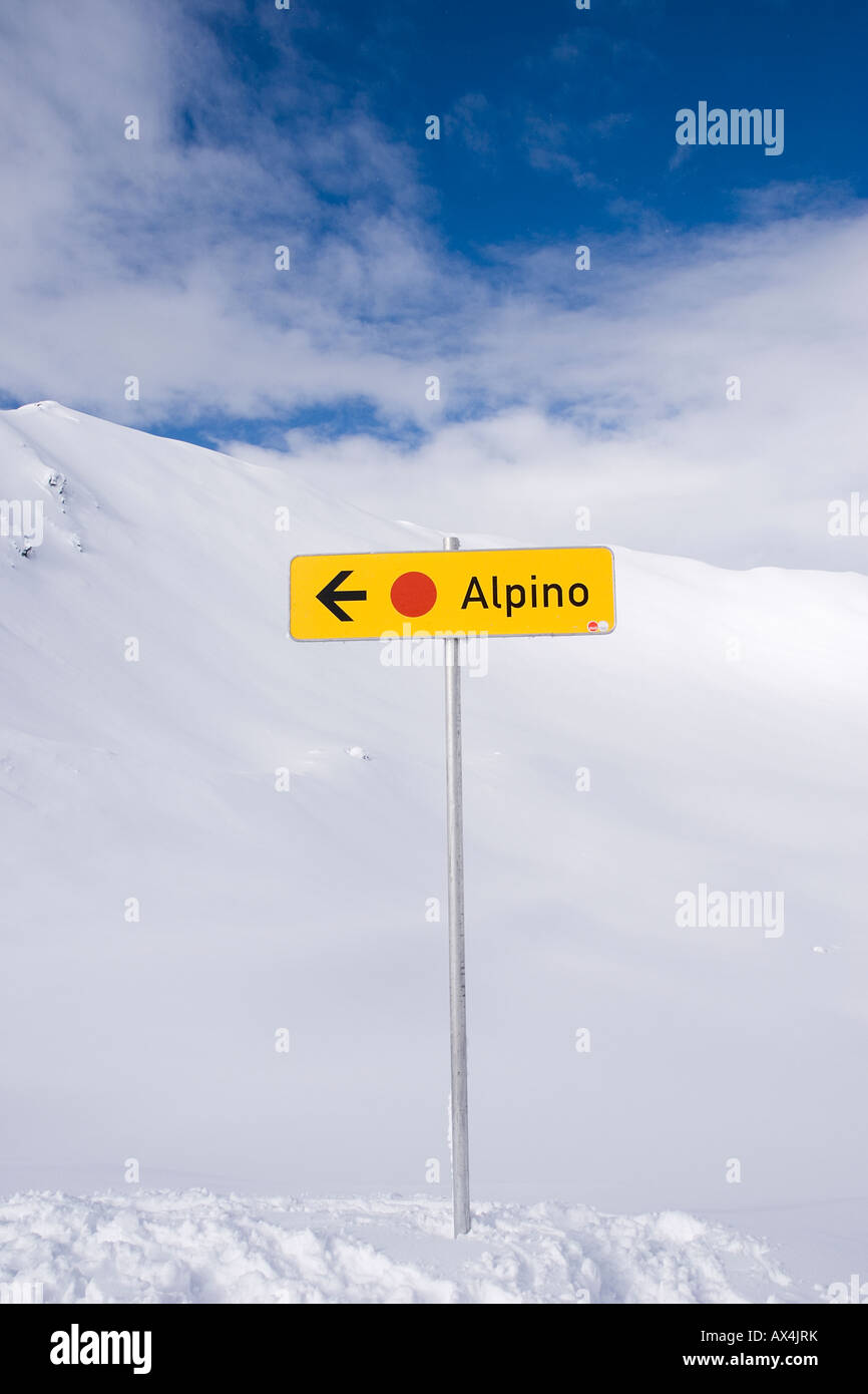 Sign for Alpino ski piste Passo del Tonale Stock Photo