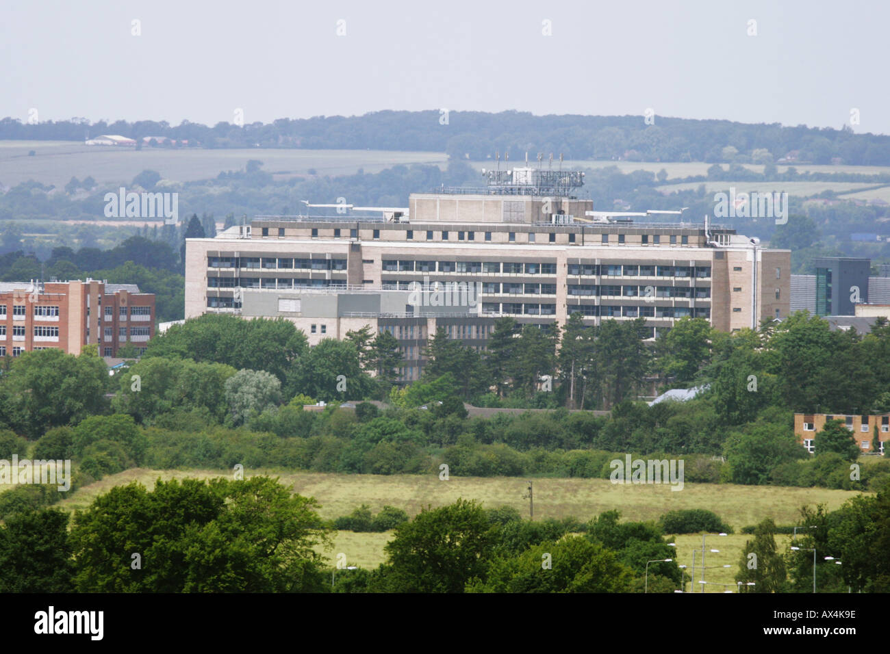 A view of Addenbrookes Hospital at Cambridge from Gog Magog hills Stock Photo