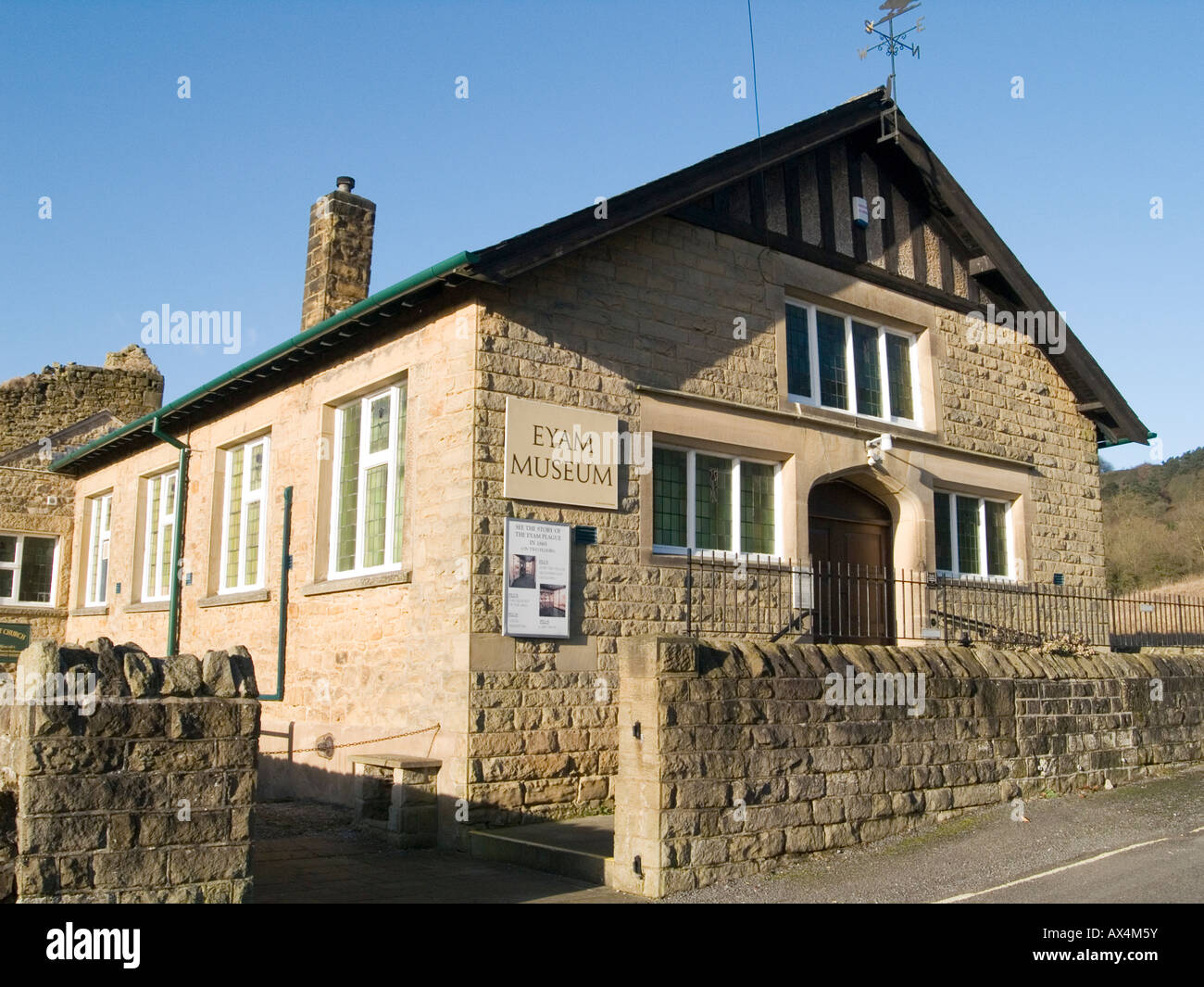 The Eyam Museum, in the village of Eyam in the Peak District Derbyshire UK Stock Photo