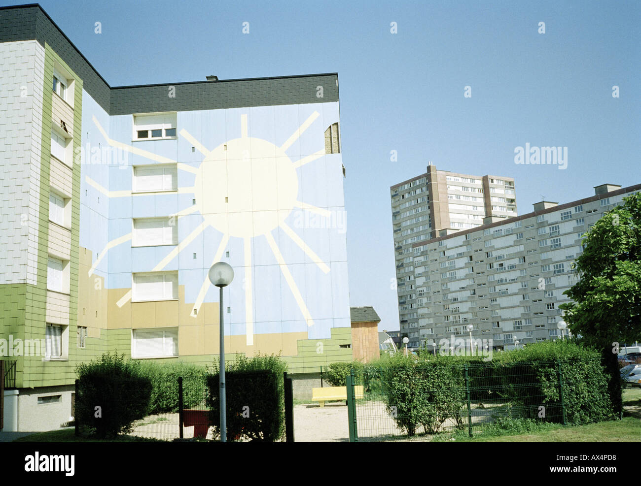 A mural on an apartment building Stock Photo