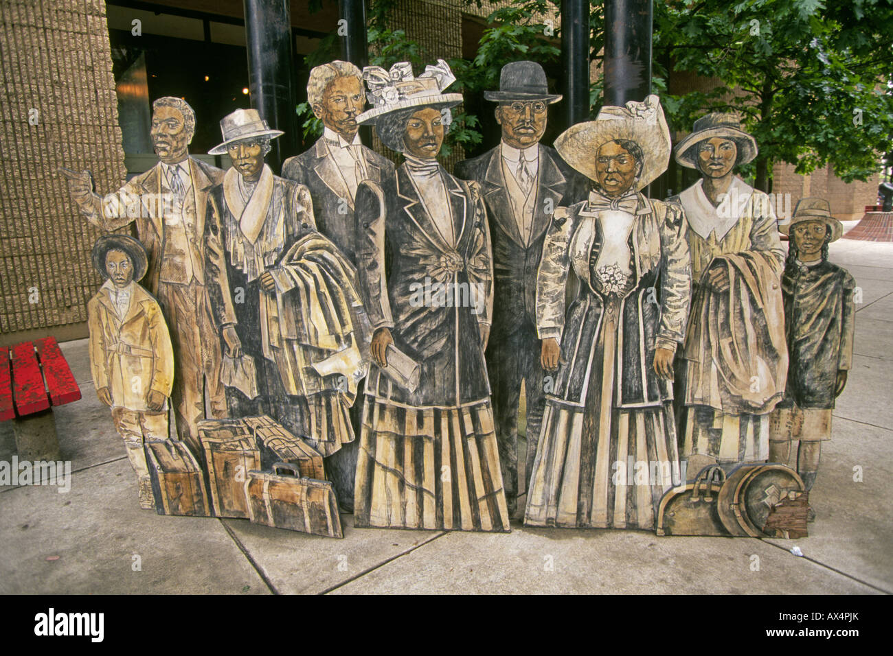 Sidewalk sculpture at the Afro American Cultural Museum in Philadelphia Stock Photo