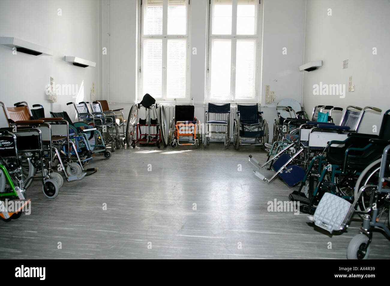 Wheelchairs in hospital storage room Stock Photo Alamy