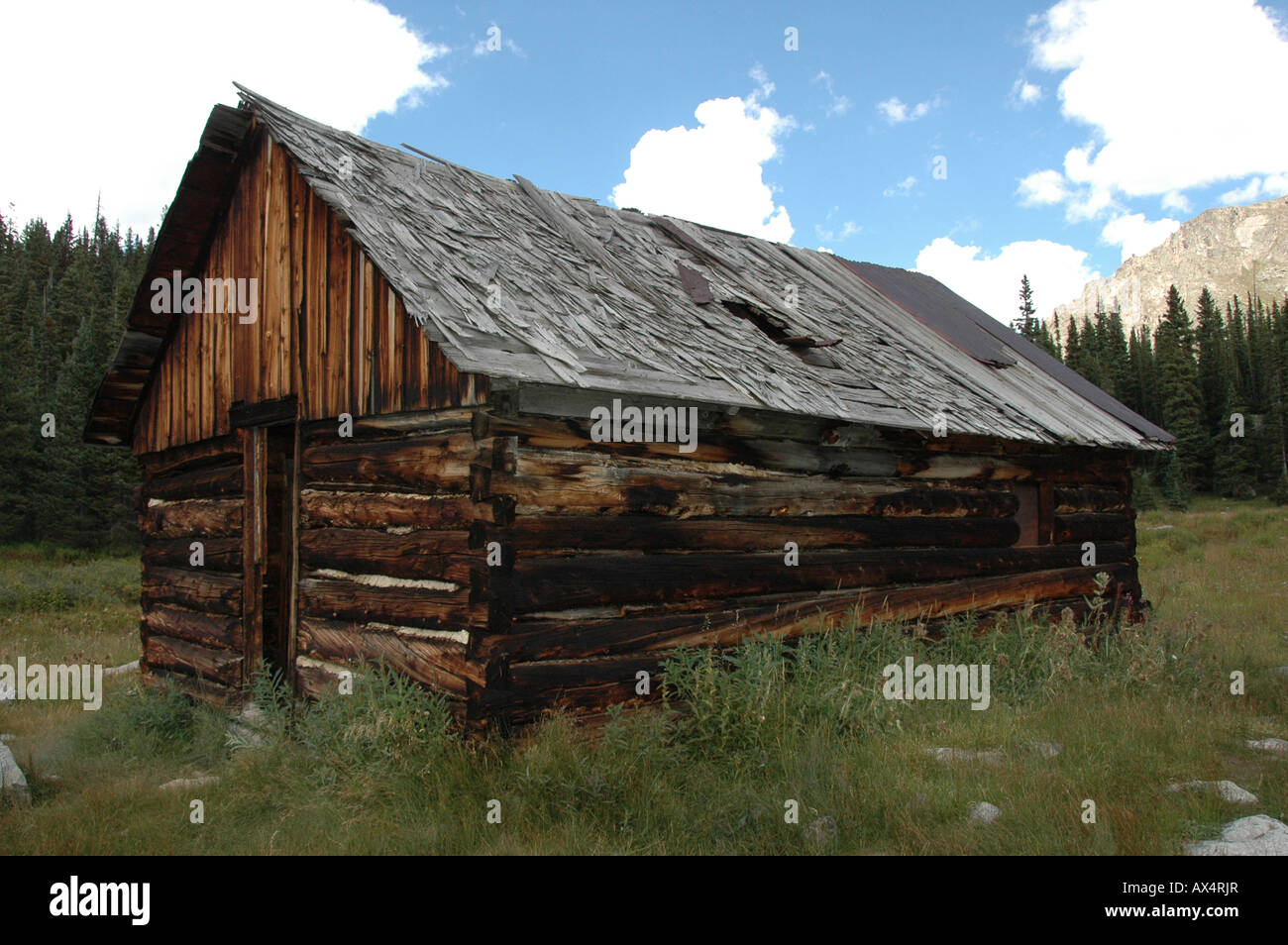 The last remaining miners' cabin at Holy Cross City Ghost Town, CO, USA. Stock Photo