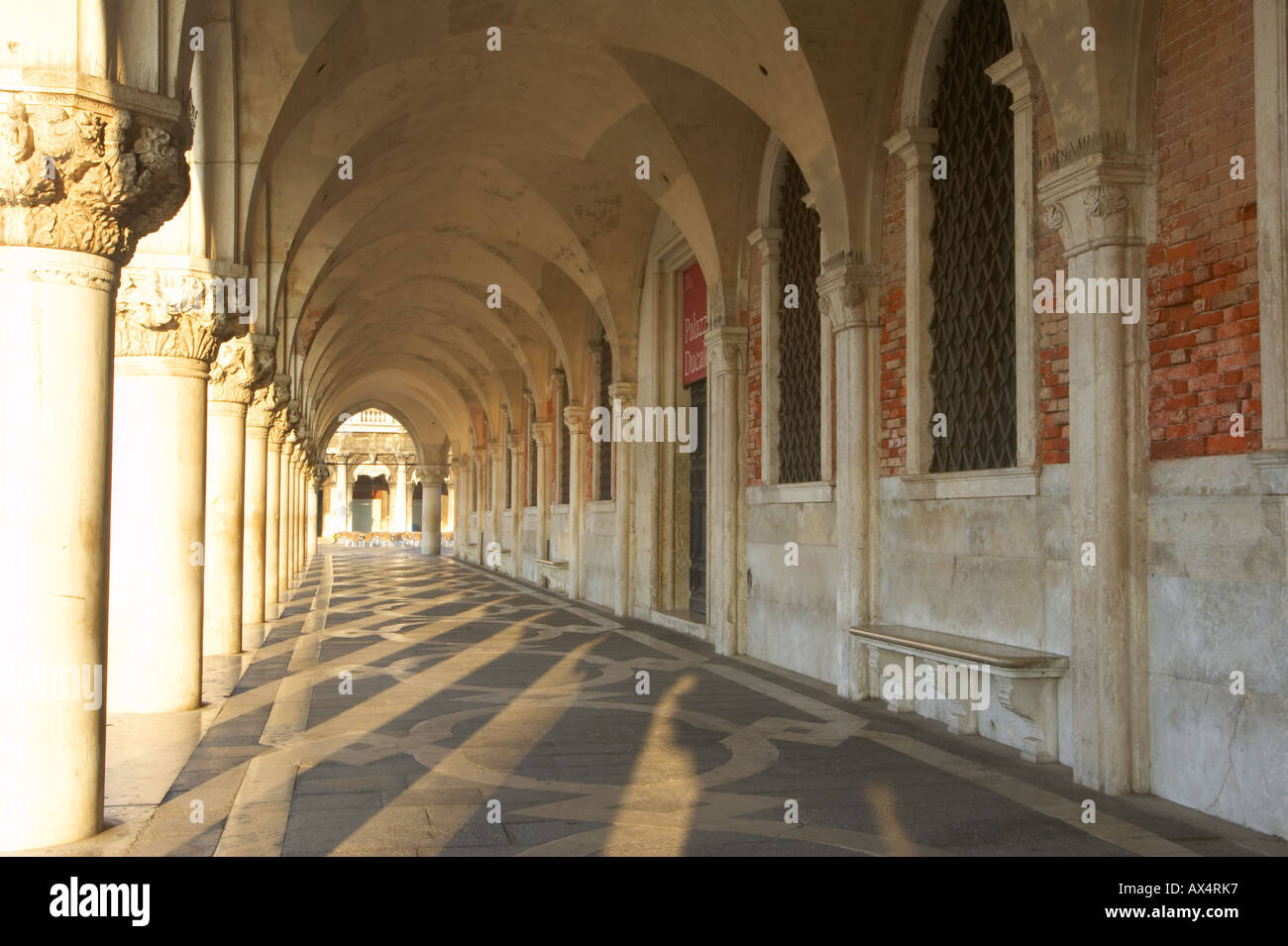 Collonade of the Palazzo Ducale Venice Stock Photo