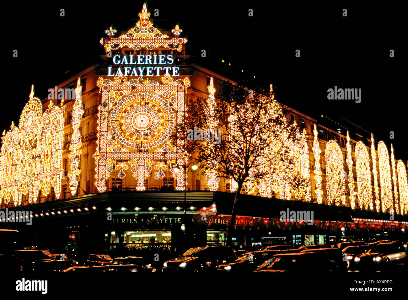 Exterior of the Galeries Lafayette department store in Paris